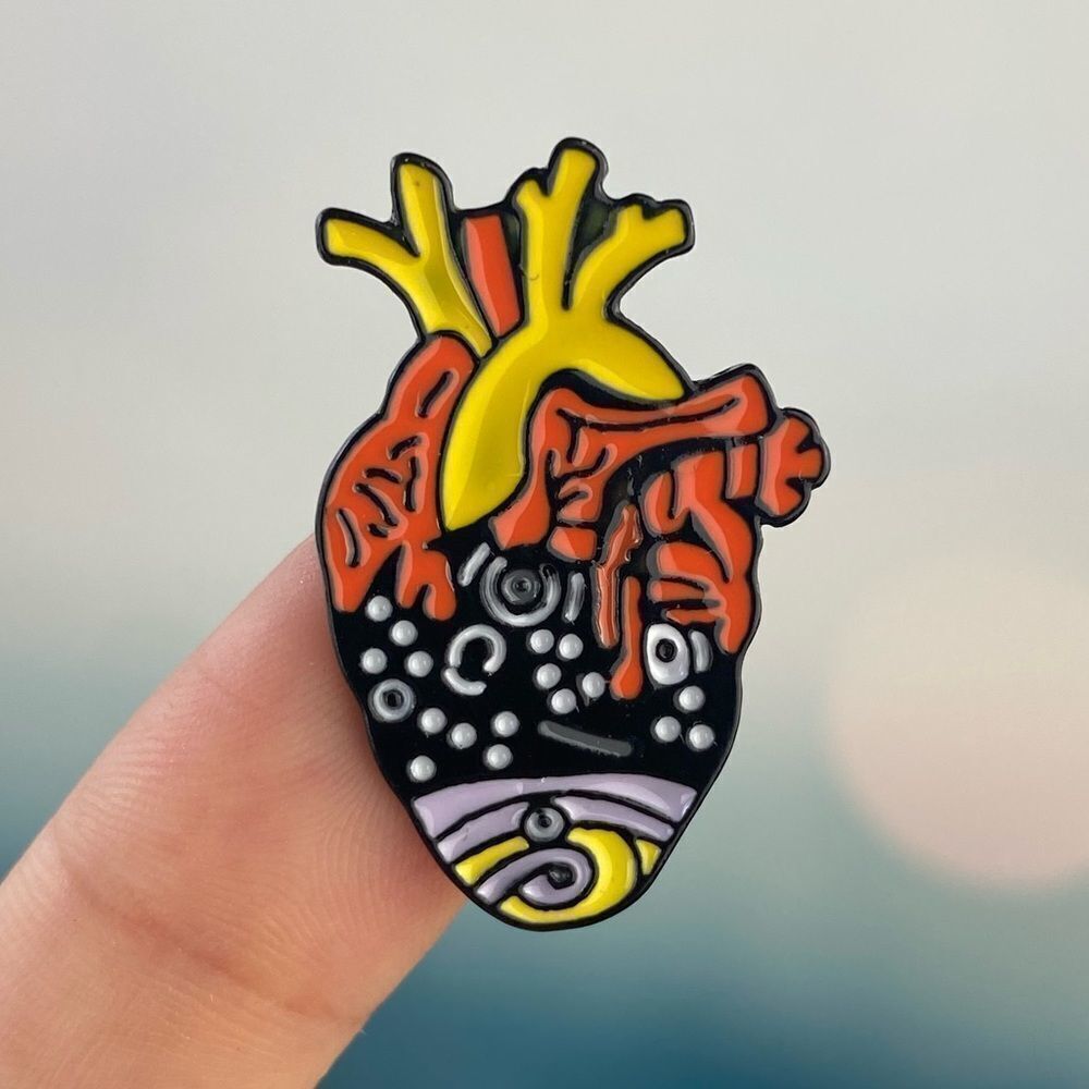 Abstract Art Heart Enamel Pin/ Brooch Lapel